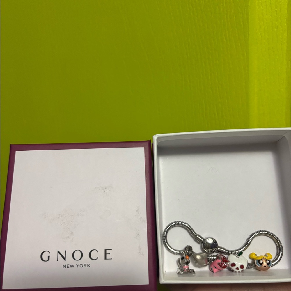 Gnoce Silver Charm Bracelet with Charms